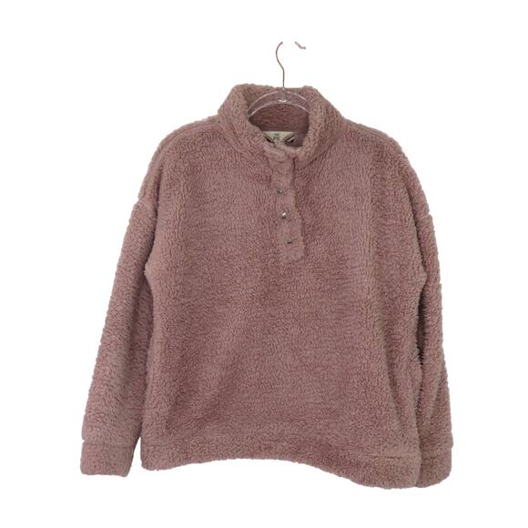 Pink Rose Mauve Purple Sherpa Teddy Quarter Zip Pullover Medium - Picture 1 of 4